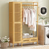 Garment Rack Bamboo Clothing Rack with Hanging Rod Storage Shelf Drawers