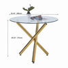 Round Clear Tempered Glass Dining Table Golden Chromed Legs Kitchen Dining Room