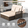Patio Rattan Daybed 2-Piece Outdoor Wicker Loveseat Sofa Furniture