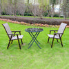 Garden Table Folding Mesh Chair Balcony Coffee Bistro Furniture w/ Umbrella Hole