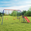 4 in 1 Garden Swing Set with Double Swings, Glider, Slide, Ladder for Outdoors