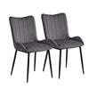 2pcs Dining Chairs Set Velvet Upholstered Seat Back Metal Legs Reception Chair