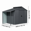 10x6FT Outdoor Garden Metal Storage Shed House w/Open Sheds for Tools Bike