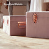 Beautify Storage Trunks Set of 2 Chests Velvet Pink Rose Gold Case Box Organiser