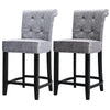 High Bar Stools Set Velvet Upholstered Pub Bar Chairs Wooden Legs Barstool Seats