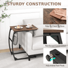 GYMAX C Shaped Side Table Compact Sofa Side Table with Mesh Bag