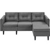 3Seater Corner Sofa &Ottoman Fabric Upholstered LivingRoom L-shape Chaise Lounge
