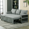 3 Seater Grey Linen Fabric Sofa Bed Pull Out Sofabed with Storage Lounge Chaise