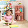 Round Spinning Corner Bookcase Kids Rotating Bookshelf Pink