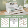 Double Size Daybed Wooden Sofa Bed Frame w/ Storage Shelves & 3 Drawers