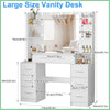 Large Makeup Table with LED Lights Mirror and 7 Drawers & Shelves Dresser Desk