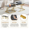 Square Nesting Coffee Table Set of 2, Stacking End Side Table with Metal Frame