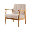 Nordic Solid Wooden Armchair Button Cushion Chair Lounge Single Sofa Fabric Seat