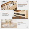 Dressing Table Set Makeup Vanity Desk with Dimmable LED Light Mirror Stool Wood