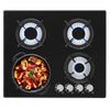 4 Burners Gas Hob 60cm Black Tempered Glass NG/LPG Convert With Iron Pan