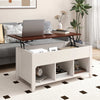 Lift Up Coffee Table Rising Center Table with 3 Cubes & Lift Top-White