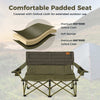Folding Oversized 2 Person Outdoor Loveseat with Adjustable Armrests-Green