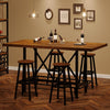 Rectangular Counter Height Dining Table with Metal Footrest for 6 People, Brown