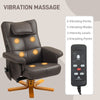 Massage Recliner Chair with Footstool PU Armchair with Adjustable Backrest Brown