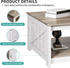 Wood Coffee Table with Storage Square for Living Room Modern Rustic Washed Grey