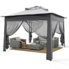 Pop Up Garden Gazebo 3m Heavy Duty Backyard Waterproof 2-Tier Party Tent Grey