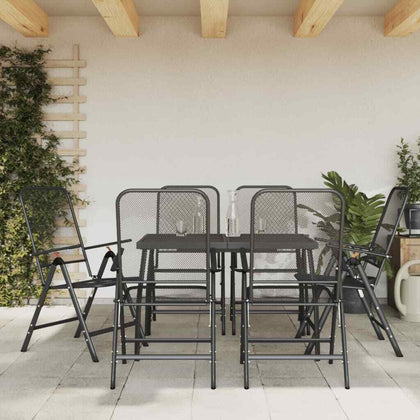 7 Piece Garden Dining Set Anthracite Metal Mesh Z4Y7