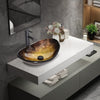 Bathroom Basin Sink Counter Top Wash Bowl Tempered Glass with Tap Waste Set Gold