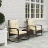 3pcs Rattan Bistro Set, Wicker Garden Furniture Set with Cushions, Glass Top Cof