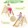 2-in-1 Triangle Climbing Set Kids indoor Wooden Triangle Climber Toy w/ slide