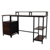 Vintage Industrial Computer Desk with Raised Shelf for Home Office Furniture