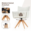 1PC 360° Swivel Velvet Fabric Dining Chair Rotatable Wooden Legs Kitchen Chair