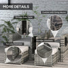 Recliner Rattan Sun Lounger w/ Storage Tea Table & Footstools, Grey