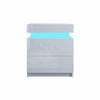 Bedside Table Cabinet 2 Drawers LED High Gloss Front Nightstand Storage Unit