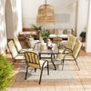 7 PCs Garden Dining Set w/ Umbrella Hole & Cushion, Beige