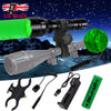 Tactical 8000LM Flashlight Lamp Hunting Air Rifle Torch Scope Mount Green Light