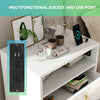 High Gloss Bedside Table RGB LED Bedside Cabinet 2 Drawers Nightstand USB Ports
