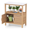 Outdoor Potting Bench Acacia Wood Garden Potting Table with Storage Shelf