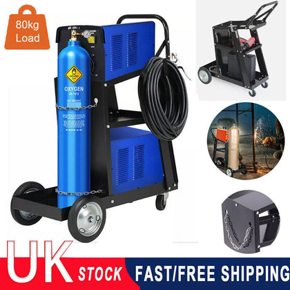 3 Tier Heavy Duty Trolley Welding Cart with Chains for MIG TIG Welder Machine