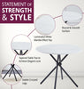 Dining Table Set, Small Round White Marble Effect Kitchen Table & 2 Grey Chairs