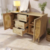 Rattan Sideboard Storage Cabinet with 2 Doors 3 Drawers Storage Cabinet Hallway