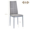 4pcs Grey Faux Leather Dining Chairs & White Marble MDF Top Dining Table Set