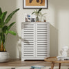 Mondeer Shutter Bathroom Storage Cabinet Floor Standing w/ 2 Adjustable Shelves