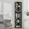 6Tier Tall Wood Corner Shelves Unit Storage Shelf Rack Bookshelf Display Cabinet