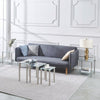 3pcs Clear Tempered Glass Nested Tables Side End Tables Stainless Steel Tubes