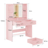 Dressing Table with LED Mirror 2 Drawers 4 Open Shelves Vanity Table Pink