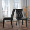 Black/White Dining Chairs High Wing Back Side Chair Button Decorated Bistro Seat