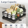 Dish Drainer Rack Kitchen Sink Drying Rack Bowl Plate Holder W/360°Drip Tray UK
