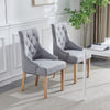 2x Fabric PU Leather Dining Chairs Button-Tufted Upholstered Wood Legs Armchairs