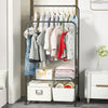 Rolling Clothes Garment Rack Double Pole Hanging Rail On Wheels w/ Shelf