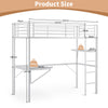 Single Solid Metal Loft Bed Frame High Sleeper Bunk Bed Study Desk Cabin Bed
